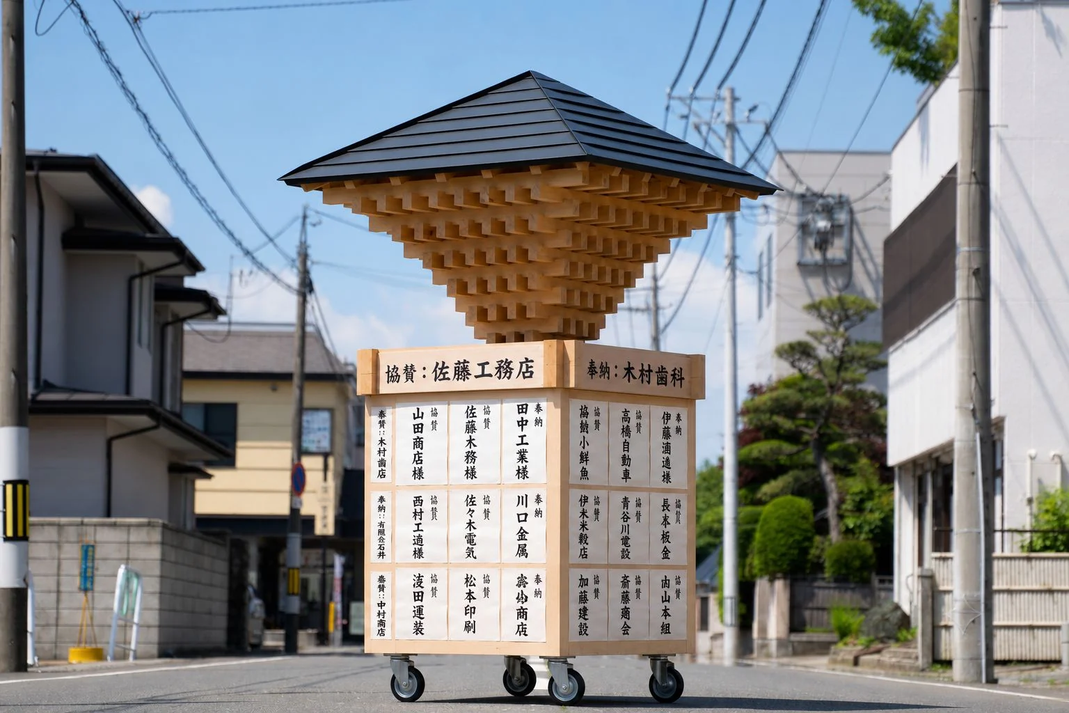イベント時に協賛企業名を掲出する神輿台車のイメージ
